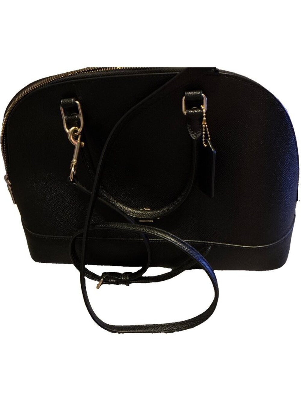 Coach Sierra Leather Satchel Black. Double Handles W/ Crossbody Strap